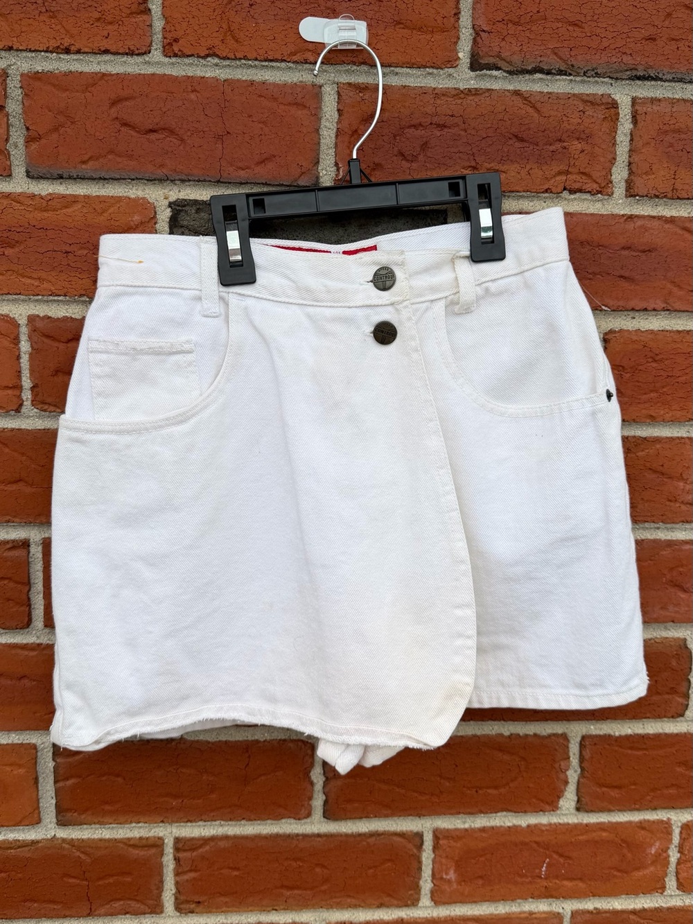 Y2K White Denim Skort with Front Button Detail